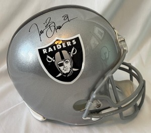 lot 11 image: Tim Brown Signed Full Size Football Helmet With JSA COA - Oakland Raiders