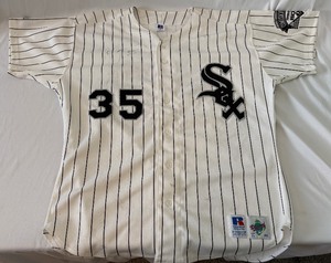 lot 9 image: Frank Thomas Signed Baseball Jersey - Russell Athletic Size 48 Chicago White Sox