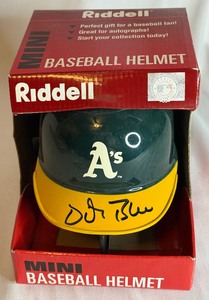 lot 137 image: Vida Blue Signed Oakland As Mini Baseball Helmet With COA