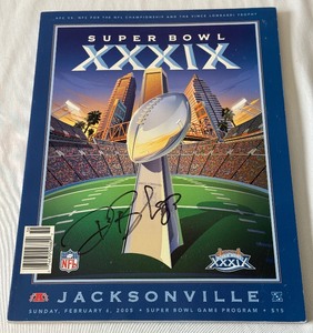 lot 11A image: Deion Branch Signed Super Bowl XXXIX Official Program w JSA COA  - Super Bowl MVP New England Patriots Football