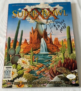 lot 12A image: Larry Brown Signed and Inscribed SB XXX MVP Ofiical Program w JSA COA - Dallas Cowboys Football