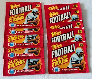 lot 167 image: (10) 1981 Topps Football Album Stickers Packs