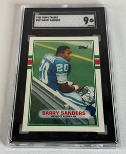 lot 18A image: Barry Sanders RC SGC Graded 9 mint 1989 Topps Traded #83T Rookie Football Card
