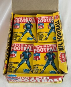 lot 28A image: 1981 Fleer Football In Action 36 Packs Vintage Card Box