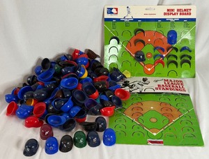 lot 194 image: HUGE Lot of Collectible MLB Baseball Mini Helmets With Display Boards