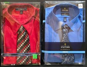 lot 108K image: LL-ST - Mens Dress Shirts 2-Pack - Size Large (L) - Croft & Barrow Red & Stafford Blue