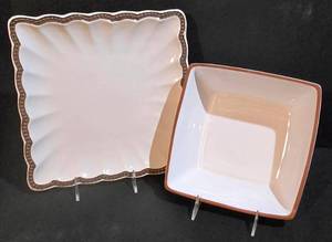 lot 205K image: LL-ST - Euro Ceramica Square Serving Tray & 8.25-Inch Square Bowl - Made in Portugal