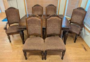 K - Ashley Furniture Dining Table Set, 8 Chairs & 18-in Leaf