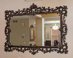 lot 31 image: ML - Ornate Baroque-Style Wall Mirror Bronze Finish