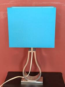 lot 78 image: ML - IKEA Table Lamp  - Blue Square Shade