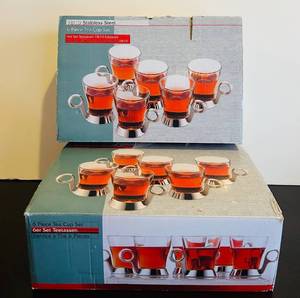lot 141C image: BR1 - Stainless Steel 6-Piece Tea Cup Set -  (2 Sets)