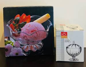 lot 145 image: RCR TRIX Dessert Glass with Lid & Pedestal Sundae Bowl