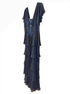 lot 146C image: LL - Potral Navy Blue Tiered Evening Dress - Size 14, 100% Polyester