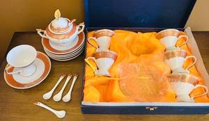 lot 154C image: BR1 - Imperial MA.T Imperial Porcelain Tea Set - Teapot, Sugar Pot, 6 Cups & Saucers, Plates