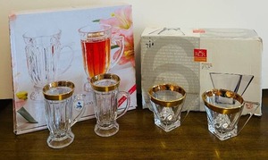 lot 159C image: BR1 - RCR Fusion Tea Cups - 6-Piece Glass Set with Gold Rim - Made in Italy