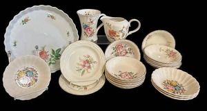 lot 199C image: BR1 - Meritage Floral Bone China Dinnerware Set - Rose Pattern, 10 Inch Platter, Made in China