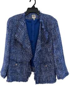 lot 217C image: MBC - Anne Klein Tweed Boucl Jacket - Blue - Size 14 - Womens