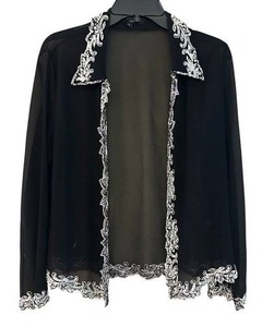 lot 222C image: MBC - JKARA New York Black Beaded Sheer Jacket - Size L