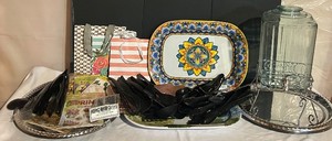 lot 361C image: LL - Floral Ceramic Platter - Large Serving Plate & Mixed Tableware