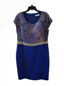 lot 365C image: LL - NAZAN Blue Lace Overlay Dress - EveningCocktail, Size 48