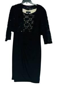 lot 373C image: LL - Connected Apparel Black Lace Overlay Cocktail Dress - Size 14