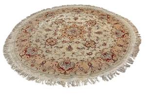 lot 56H image: Round Persian-Style Area Rug 65 Inch Diameter Fringed Edge