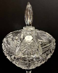 lot 84H image: Vintage Crystal Footed Candy Dish with Lid