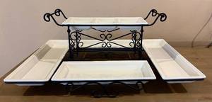 lot 88H image: Gourmet Buffet Server Multi-Level with White Stoneware Trays - New in Original Packing