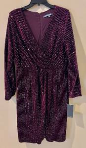 lot 93H image: Julia Jordan Sequin Cocktail Dress - Size 14 - Plum