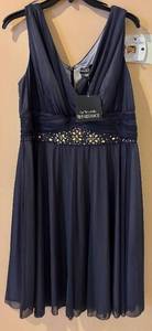 lot 100H image: La Nouvelle Renaissance Dress, Size 16, Navy Beaded Waist