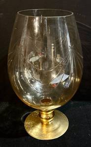 lot 246H image: Creative Co-Op Hurricane Glass - Gold Base