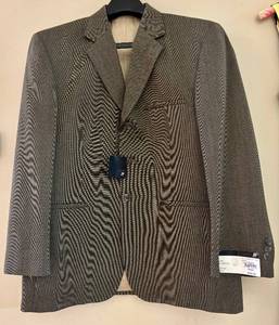 lot 253H image: JF Modern Fit Mens Suit Jacket - Black Bone - Size 46 Regular, NWT