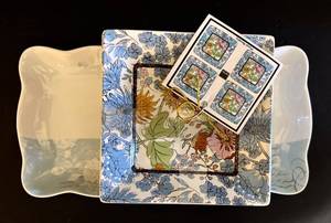 lot 264H image: Fifth Floral Revelery Platter & 4 Plates Set, New