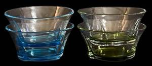 lot 276H image: Set of Four Ice Cream Bowls - Blue & Green Glass