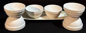 lot 317H image: Pfaltzgraff 17in Platter with Mainstays Stackables Bowls (Lot of 6)