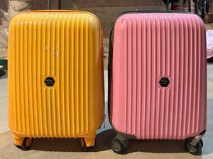 lot 346H image: Cal Pak CP Hardcover Suitcases - Vintage Orange & Pink, 21 in H x 14 in L x 9 in W