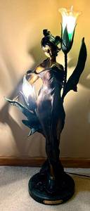 lot 360H image: Diane Brass Lady Lamp - 29 in Tall, Shade Missing