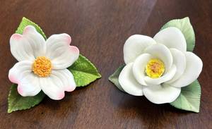 lot 283R image: K - Two Pretty Porcelain Dogwood Floral Figurines by Andrea