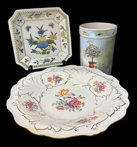 lot 291R image: K - Floral Porcelain Platter, Plate and Crock - Sakura, Weimar & Andrea by Sadek