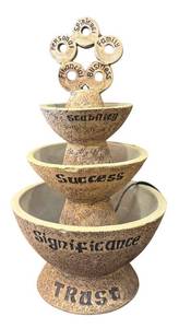 lot 293R image: K - Water Fountain with Stacked Bowls & Inspirational Words