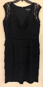 lot 431R image: MB - Jessica Howard Black Lace Tiered Cocktail Dress Size 14