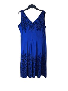 lot 153C image: LL - City Chic Blue Lace-Overlay Dress - Sleeveless V-Neck - Size 14