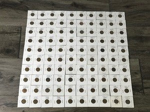 lot 203 image: Lot of 100 Collectible Wheat Pennies in Protective Sleeves - see description for Years