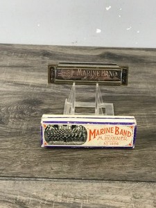 lot 223 image: Vintage M. Hohner Marine Band Harmonica in Original Box Germany Key In C - No 1896