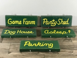 lot 266 image: Cabin Doubled Wood Hanging Signs - see description for more info