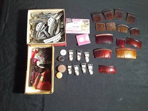 lot 45 image: Vintage metal curlers &amp hair clips and vintage decorative hair combs and more