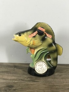 lot 274 image: Vintage Jim Beam Bourbon Whiskey Decanter Perch Fish Regal China with Official Seal National Fresh Water Fishing Hall of Fame Hayward, WI