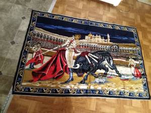 lot 128 image: Bull fighting tapestry