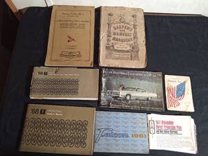 lot 131 image: Vintage car manuals (1967 Oldsmobile, 1968 Pontiac, 1961 Falcon, 1967 Oldsmobile owner protection plan), 1911 Sewing text, 1869 No 294 Harpers Magazine and more