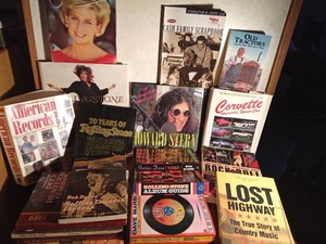 lot 160 image: Tote of books about famous people, corvettes, tractors and more